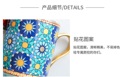 Moroccan Style Gold Ceramic Coffee Mug Office Water Cup Home Breakfast Milk Cup Couple Creative Gift