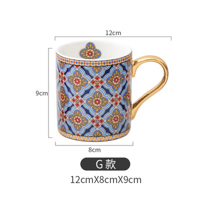 Moroccan Style Gold Ceramic Coffee Mug Office Water Cup Home Breakfast Milk Cup Couple Creative Gift