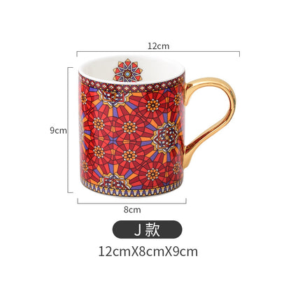 Moroccan Style Gold Ceramic Coffee Mug Office Water Cup Home Breakfast Milk Cup Couple Creative Gift