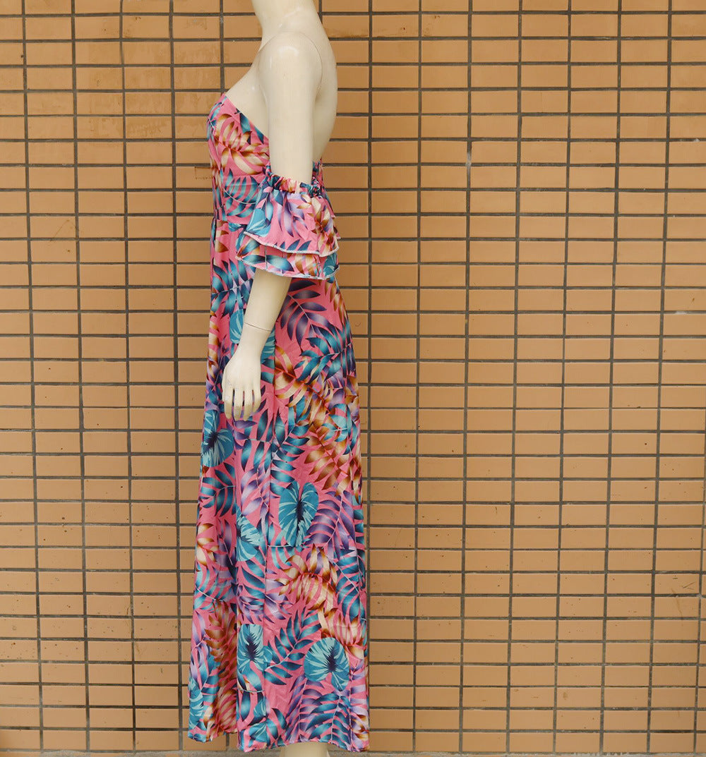 2020 Summer European and American New Sexy Strapless Printed Dress Cross-border Women's Dress