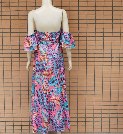 2020 Summer European and American New Sexy Strapless Printed Dress Cross-border Women's Dress