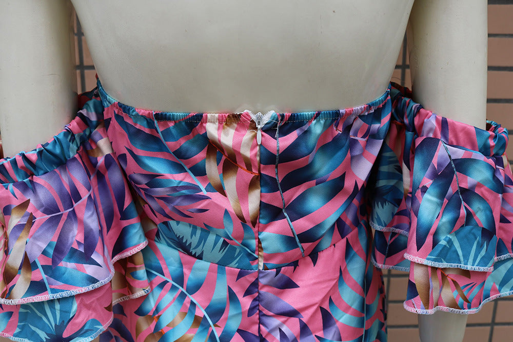 2020 Summer European and American New Sexy Strapless Printed Dress Cross-border Women's Dress