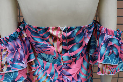 2020 Summer European and American New Sexy Strapless Printed Dress Cross-border Women's Dress