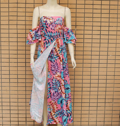 2020 Summer European and American New Sexy Strapless Printed Dress Cross-border Women's Dress