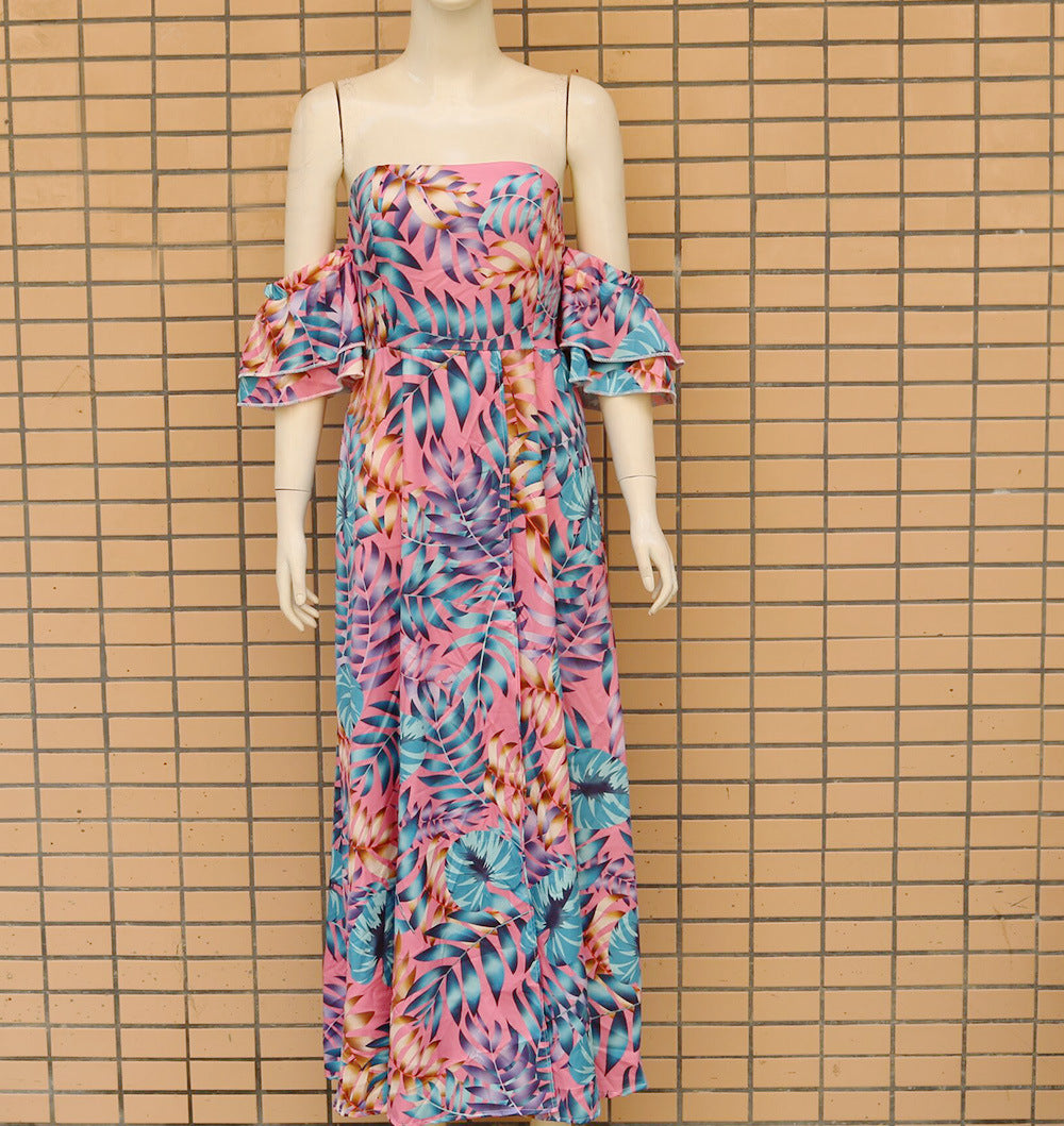 2020 Summer European and American New Sexy Strapless Printed Dress Cross-border Women's Dress