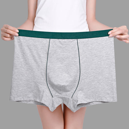 Men's cotton underwear plus size fat guy boxers breathable 3D seamless sexy youth cotton red boxers