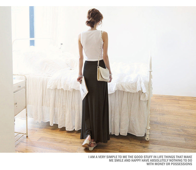 Split Skirt Women's Summer Long Skirt 100.00kg New Modal Strap A- line Skirt Slim-fit Long Skirt Skirt