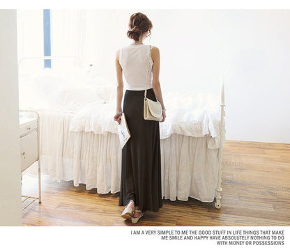 Split Skirt Women's Summer Long Skirt 100.00kg New Modal Strap A- line Skirt Slim-fit Long Skirt Skirt