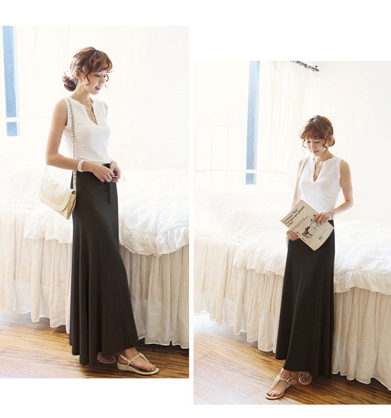 Split Skirt Women's Summer Long Skirt 100.00kg New Modal Strap A- line Skirt Slim-fit Long Skirt Skirt