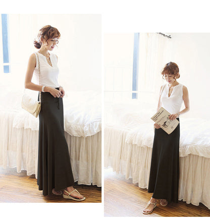 Split Skirt Women's Summer Long Skirt 100.00kg New Modal Strap A- line Skirt Slim-fit Long Skirt Skirt