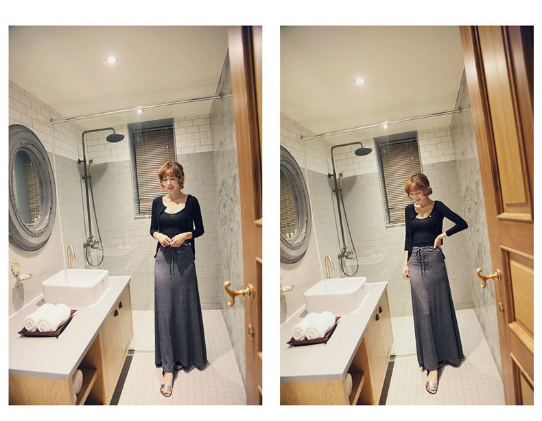 Split Skirt Women's Summer Long Skirt 100.00kg New Modal Strap A- line Skirt Slim-fit Long Skirt Skirt
