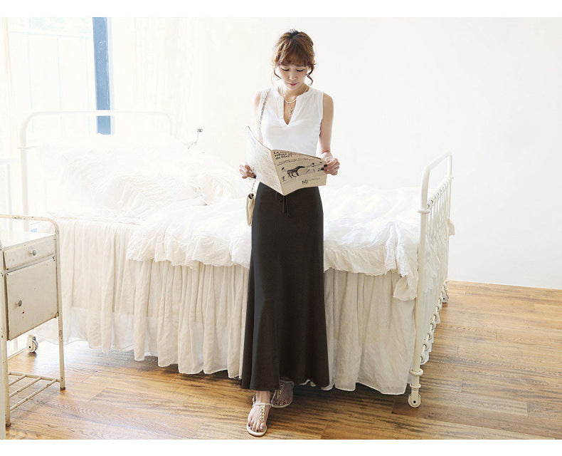 Split Skirt Women's Summer Long Skirt 100.00kg New Modal Strap A- line Skirt Slim-fit Long Skirt Skirt