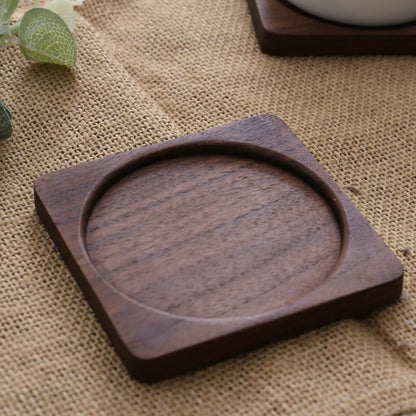 Wooden Coaster Black Walnut Square Coaster Wooden Insulation Pad Solid Wood Coaster Engraved Logo