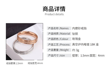 European and American Hot Titanium Steel Full Diamond Zircon Ring 18k Rose Gold Index Finger Couple Ring Ins Simple Trendy Jewelry for Women