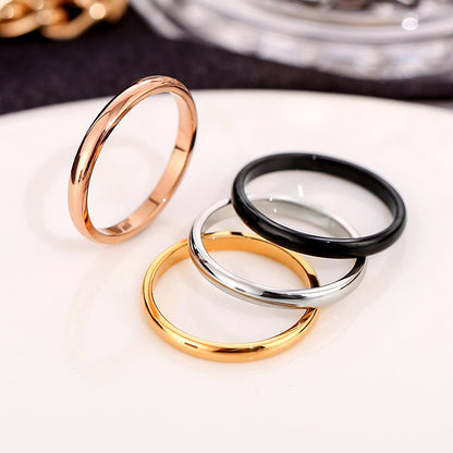 European and American Hot Titanium Steel Full Diamond Zircon Ring 18k Rose Gold Index Finger Couple Ring Ins Simple Trendy Jewelry for Women