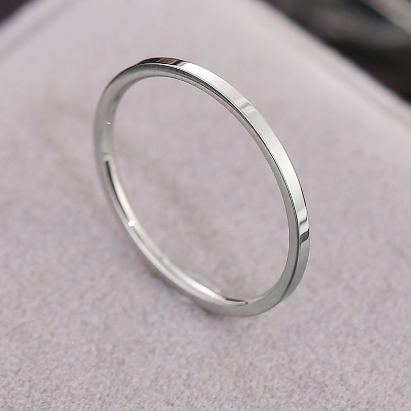 Wish Elegant Korean Style Simple Titanium Steel Ring Women's Diamond Stainless Steel Ring Couple's Fashion Internet Celebrity Ring