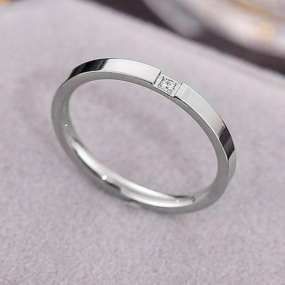 European and American Hot Titanium Steel Full Diamond Zircon Ring 18k Rose Gold Index Finger Couple Ring Ins Simple Trendy Jewelry for Women