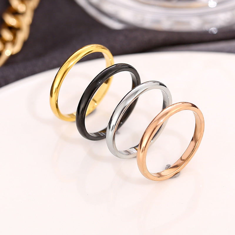 European and American Hot Titanium Steel Full Diamond Zircon Ring 18k Rose Gold Index Finger Couple Ring Ins Simple Trendy Jewelry for Women