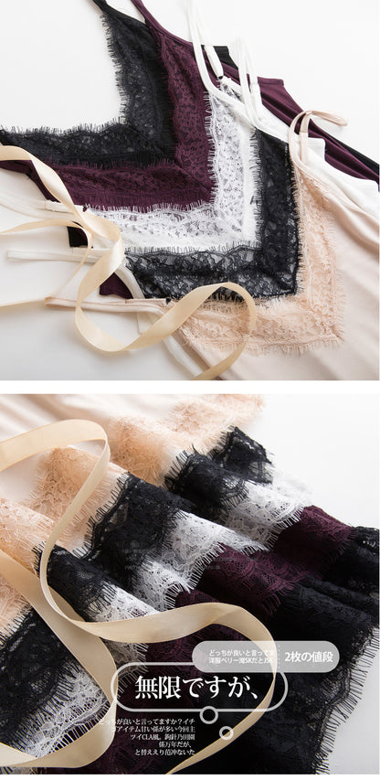 Tangge Spring and Summer Mulberry Silk Loose V-neck Lace Silk Sling Nightdress Sexy Pajamas Silk Base Petticoat