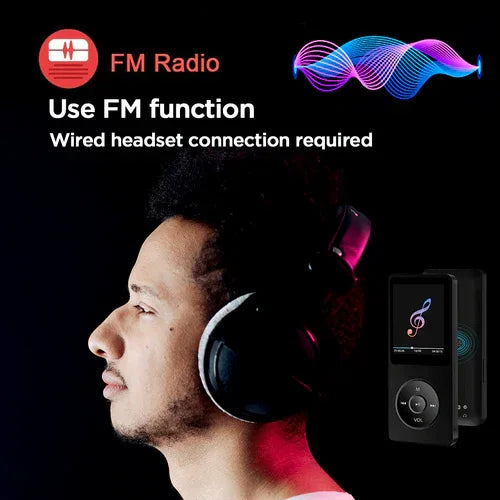 16GB MP3 Player USB Charging Record Digital Display Screen Media Lossless Pocket Sports Running Walking HIFI Music Speakers