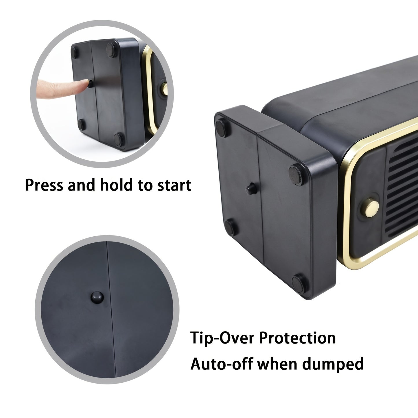 500W Portable Ceramic Electric Space Heater, Quiet, Square Shape, Tip-over Protection - 110-130V US Plug, No Energy Efficiency Rating, for Bedroom, Living Room, Office