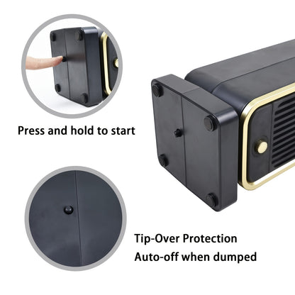 500W Portable Ceramic Electric Space Heater, Quiet, Square Shape, Tip-over Protection - 110-130V US Plug, No Energy Efficiency Rating, for Bedroom, Living Room, Office