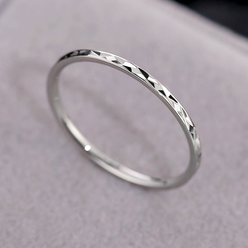 Wish Elegant Korean Style Simple Titanium Steel Ring Women's Diamond Stainless Steel Ring Couple's Fashion Internet Celebrity Ring