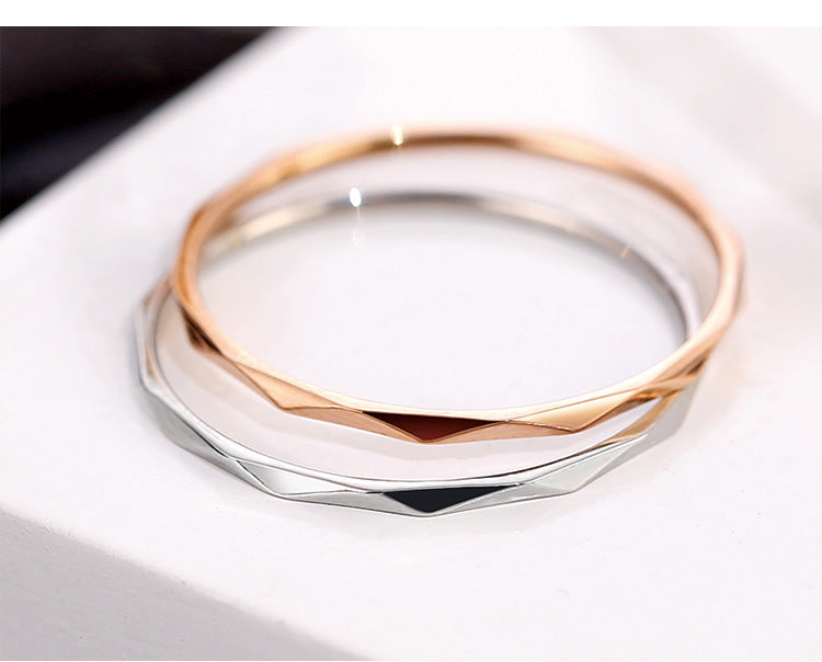 Wish Elegant Korean Style Simple Titanium Steel Ring Women's Diamond Stainless Steel Ring Couple's Fashion Internet Celebrity Ring