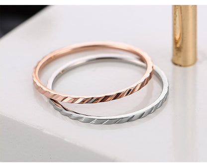Wish Elegant Korean Style Simple Titanium Steel Ring Women's Diamond Stainless Steel Ring Couple's Fashion Internet Celebrity Ring