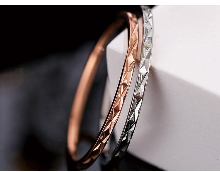 Wish Elegant Korean Style Simple Titanium Steel Ring Women's Diamond Stainless Steel Ring Couple's Fashion Internet Celebrity Ring