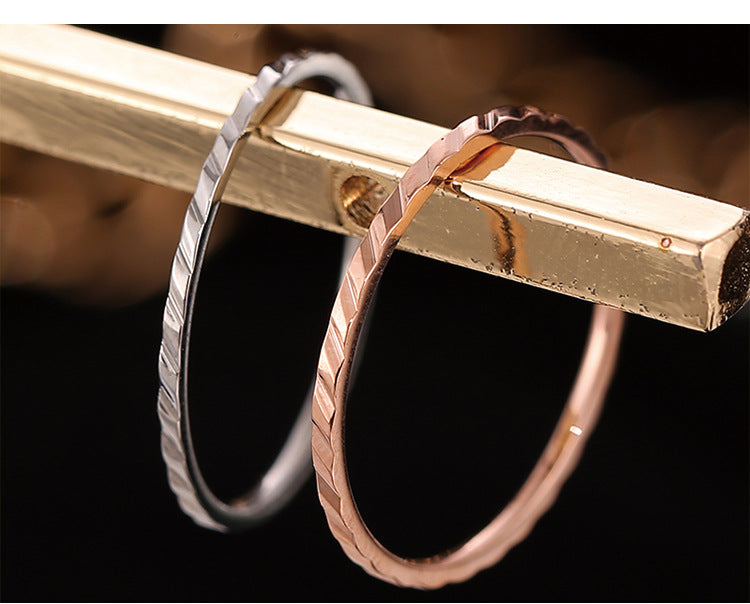 Wish Elegant Korean Style Simple Titanium Steel Ring Women's Diamond Stainless Steel Ring Couple's Fashion Internet Celebrity Ring