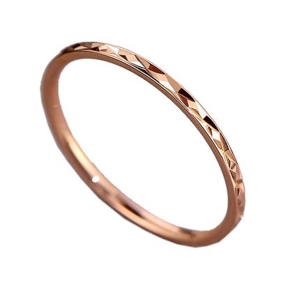 Wish Elegant Korean Style Simple Titanium Steel Ring Women's Diamond Stainless Steel Ring Couple's Fashion Internet Celebrity Ring