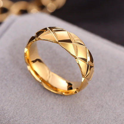 Wish Elegant Korean Style Simple Titanium Steel Ring Women's Diamond Stainless Steel Ring Couple's Fashion Internet Celebrity Ring