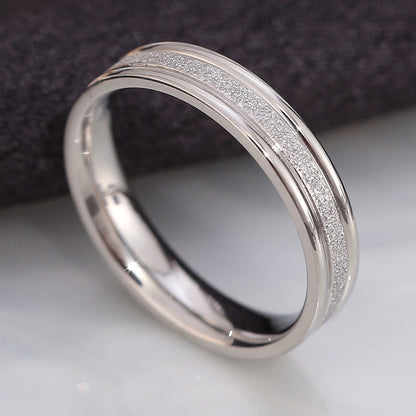 Wish Elegant Korean Style Simple Titanium Steel Ring Women's Diamond Stainless Steel Ring Couple's Fashion Internet Celebrity Ring