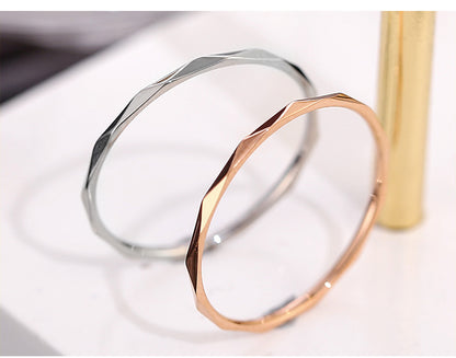 Wish Elegant Korean Style Simple Titanium Steel Ring Women's Diamond Stainless Steel Ring Couple's Fashion Internet Celebrity Ring