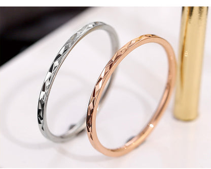 Wish Elegant Korean Style Simple Titanium Steel Ring Women's Diamond Stainless Steel Ring Couple's Fashion Internet Celebrity Ring