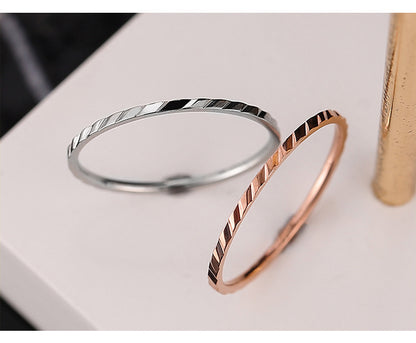Wish Elegant Korean Style Simple Titanium Steel Ring Women's Diamond Stainless Steel Ring Couple's Fashion Internet Celebrity Ring