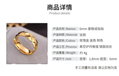 Wish Elegant Korean Style Simple Titanium Steel Ring Women's Diamond Stainless Steel Ring Couple's Fashion Internet Celebrity Ring