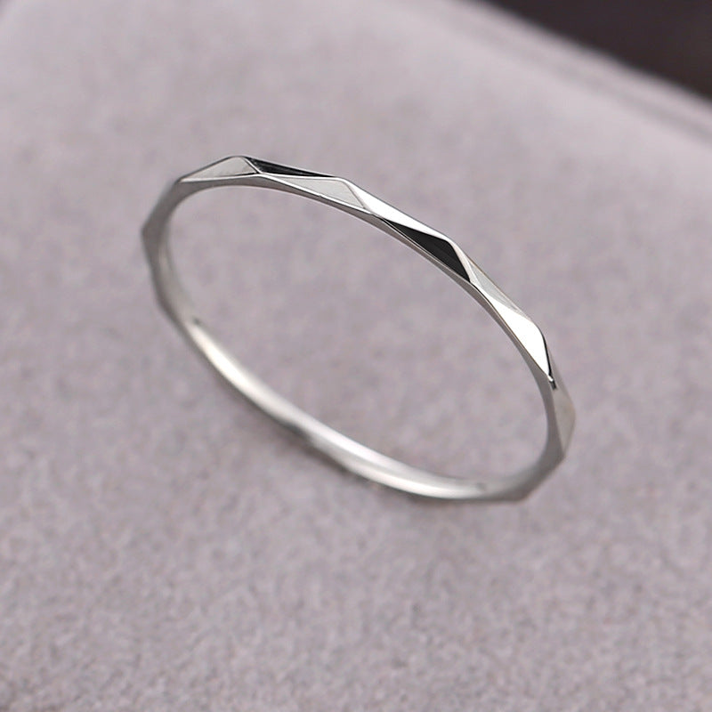 Wish Elegant Korean Style Simple Titanium Steel Ring Women's Diamond Stainless Steel Ring Couple's Fashion Internet Celebrity Ring