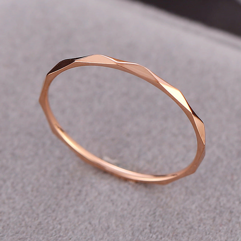 Wish Elegant Korean Style Simple Titanium Steel Ring Women's Diamond Stainless Steel Ring Couple's Fashion Internet Celebrity Ring