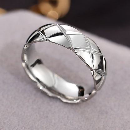 Wish Elegant Korean Style Simple Titanium Steel Ring Women's Diamond Stainless Steel Ring Couple's Fashion Internet Celebrity Ring