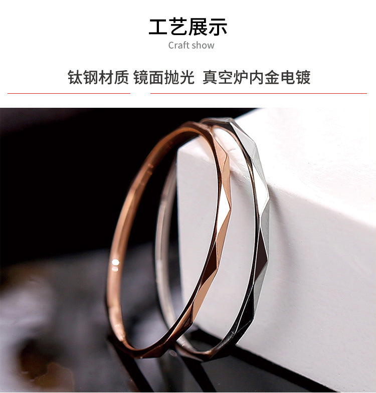 Wish Elegant Korean Style Simple Titanium Steel Ring Women's Diamond Stainless Steel Ring Couple's Fashion Internet Celebrity Ring