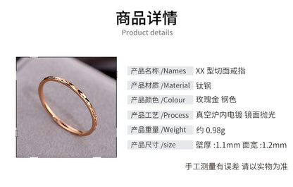 European and American Hot Titanium Steel Full Diamond Zircon Ring 18k Rose Gold Index Finger Couple Ring Ins Simple Trendy Jewelry for Women