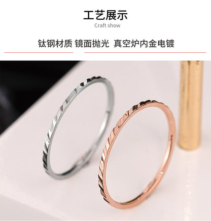 Wish Elegant Korean Style Simple Titanium Steel Ring Women's Diamond Stainless Steel Ring Couple's Fashion Internet Celebrity Ring