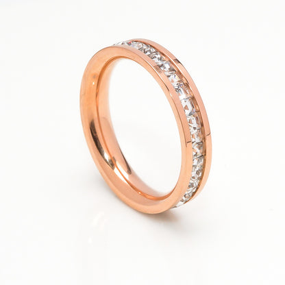 Wish Elegant Korean Style Simple Titanium Steel Ring Women's Diamond Stainless Steel Ring Couple's Fashion Internet Celebrity Ring