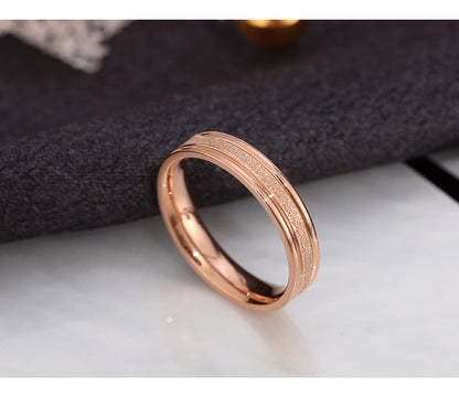 Wish Elegant Korean Style Simple Titanium Steel Ring Women's Diamond Stainless Steel Ring Couple's Fashion Internet Celebrity Ring