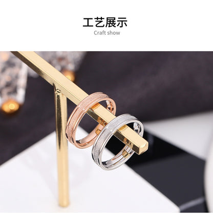 Wish Elegant Korean Style Simple Titanium Steel Ring Women's Diamond Stainless Steel Ring Couple's Fashion Internet Celebrity Ring