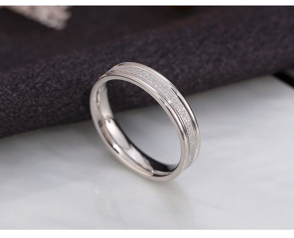 Wish Elegant Korean Style Simple Titanium Steel Ring Women's Diamond Stainless Steel Ring Couple's Fashion Internet Celebrity Ring