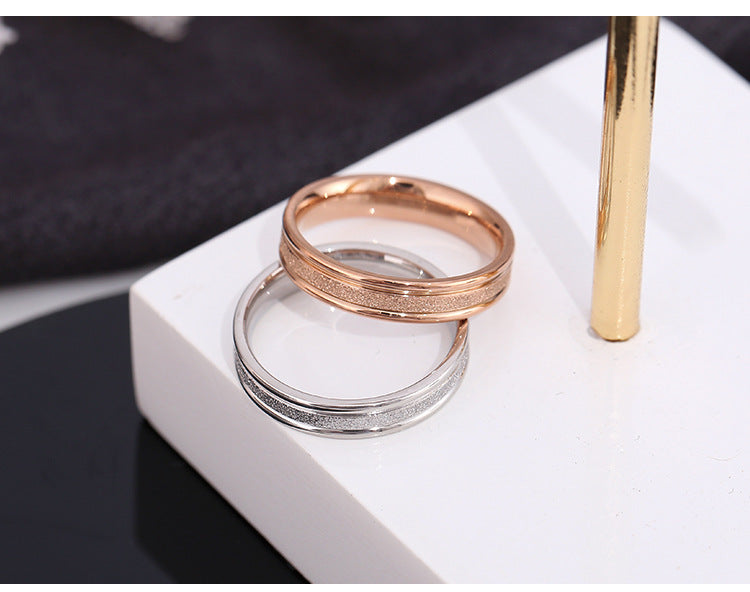 Wish Elegant Korean Style Simple Titanium Steel Ring Women's Diamond Stainless Steel Ring Couple's Fashion Internet Celebrity Ring