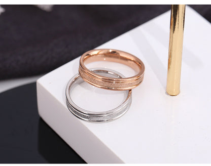 Wish Elegant Korean Style Simple Titanium Steel Ring Women's Diamond Stainless Steel Ring Couple's Fashion Internet Celebrity Ring